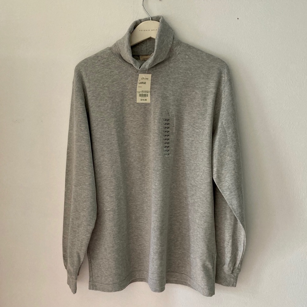 🐢NWT Gray Heather 100% Cotton Foldover Turtleneck
